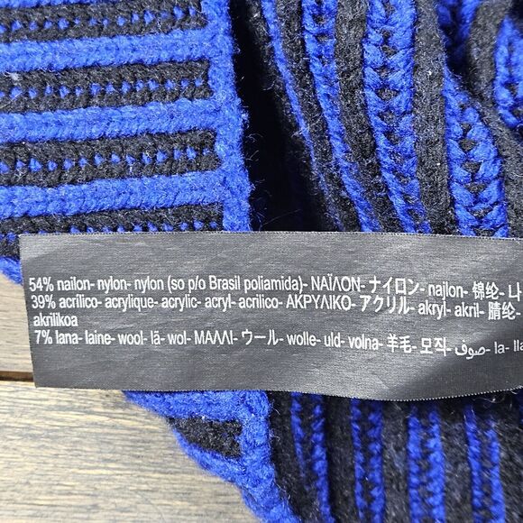 ZARA Knit Women's Blue/Black Striped Roll-Neck Turtleneck Sweater Size Large - Picture 4 of 5